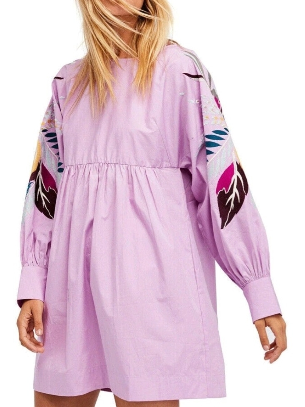 Free People Mini Obsessions Embroidered Balloon Sleeve Babydoll XS